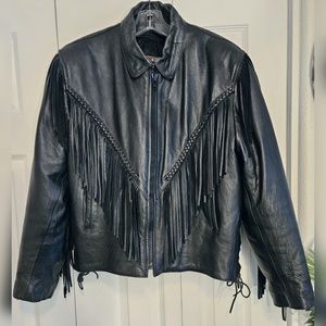Harley-Davidson Vintage 1998 Leather Fringe Jacket - Black (XL)